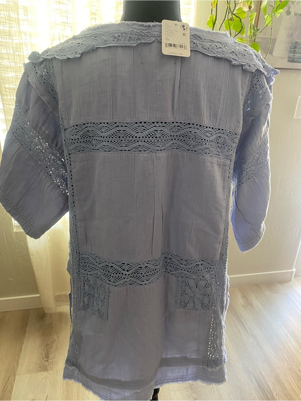 We The Free Sky Blue Boho Lace-Trim Tunic - Picture 10 of 15